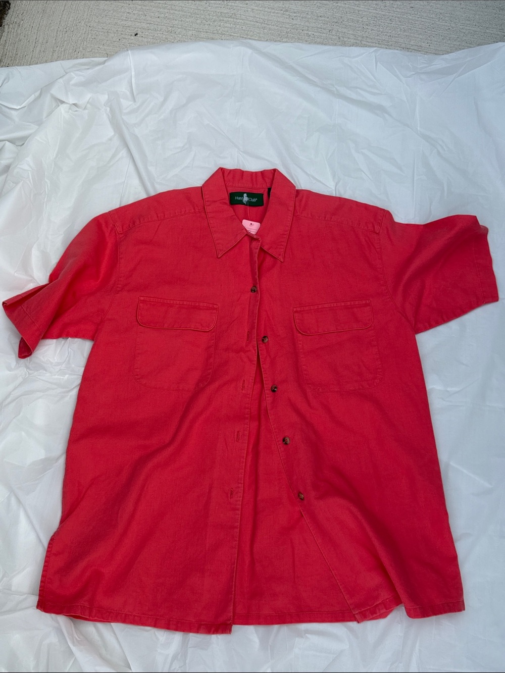 Vintage Hunt Club coral Short-Sleeve Casual Button-Down Shirt